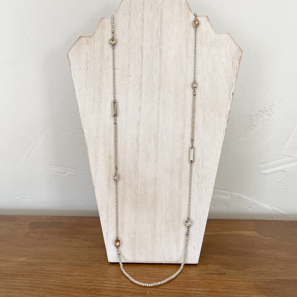 LOFT Long Peach Pink Beaded Necklace NWOT